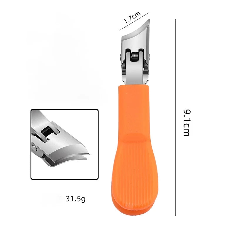 DUAIU Heavy Duty Diagonal Nail Clippers - Wide Jaw Toenail Cutter for Thick Nails, Sharp Curved Design with Glass Nail File, Durable Nail Clipper for Men & Women (Orange)
