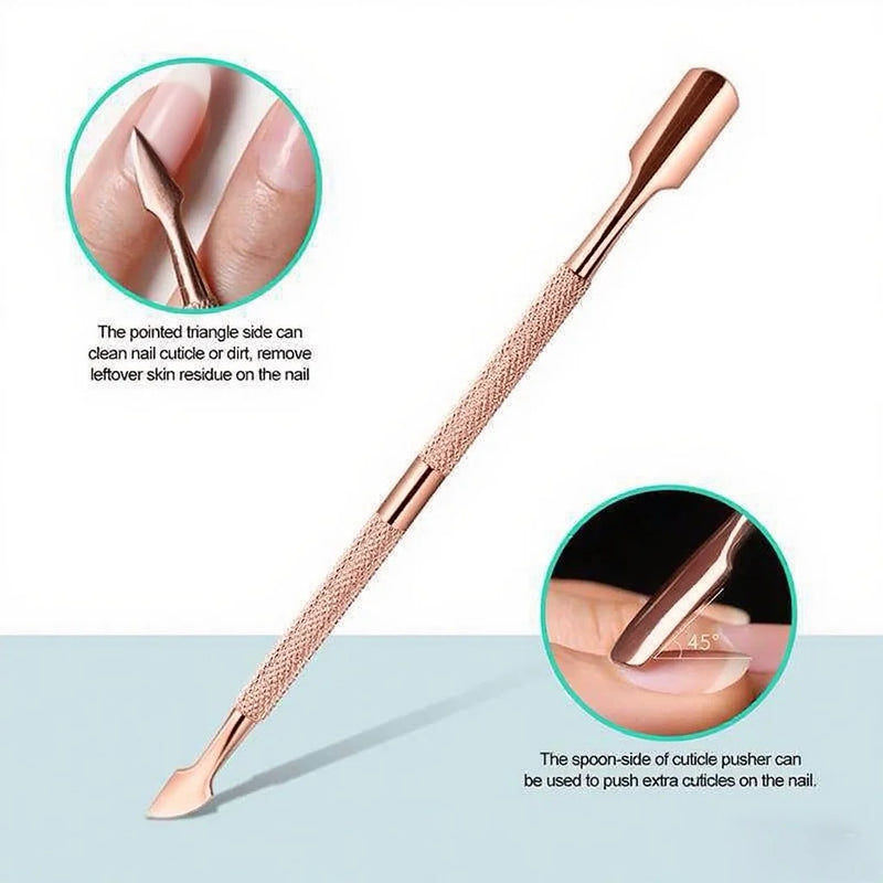 DUAIU 4-Piece Rose Gold Manicure Set - Cuticle Pliers, Nail File, Pusher & Remover, Premium Salon & Home Grooming Gift for Women
