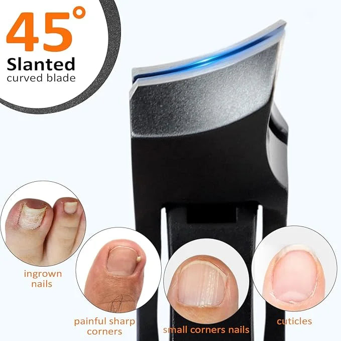 DUAIU  Long Handle Toenail Clippers Set for Adults, Angled Head Design for Easy Trimming Ultra-Sharp,Heavy-Duty Nail Cutters for Thick Toenails Impeccable Stocking Stuffers for Men Women