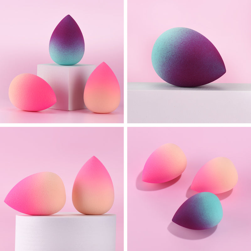 DUAIU Makeup Sponge Blender 3 pcs Gradient Foundation Sponges Set Makeup Puffs Latex Free Concealer Sponge Applicator Sponges Puffs