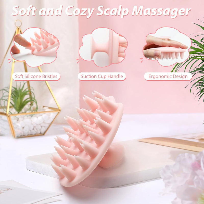 Scalp Massage Brush with 2 Pieces Hair Oil Applicator, DUAIU Hair Oil Applicator Bottle Scalp Massager Set Head Massage Shampoo Brush Hair Massage Brushes Hair Dye and Hair Care Tools