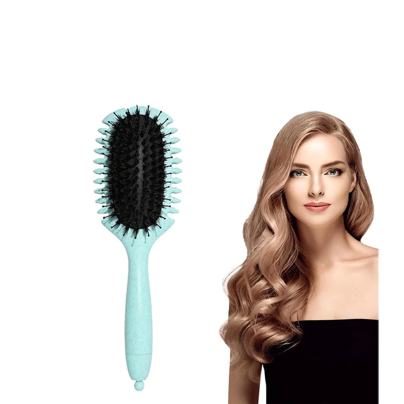 DUAIU Curls Define Styling Brush Boar Bristle Tangled Hair Comb Detangling Hair Brush Women Wet Curly Hair Combs Barber Styling Tools,Green
