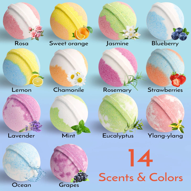 DUAIU Bath Bombs for Women Gift Set 14 Pcs Fizzy Bubble Bath Balls with Essential Oil Natural Organic Perfect for Bubble Spa Bath Birthday Mothers Day Gifts Idea for Her Wife Monther and Girlfriend