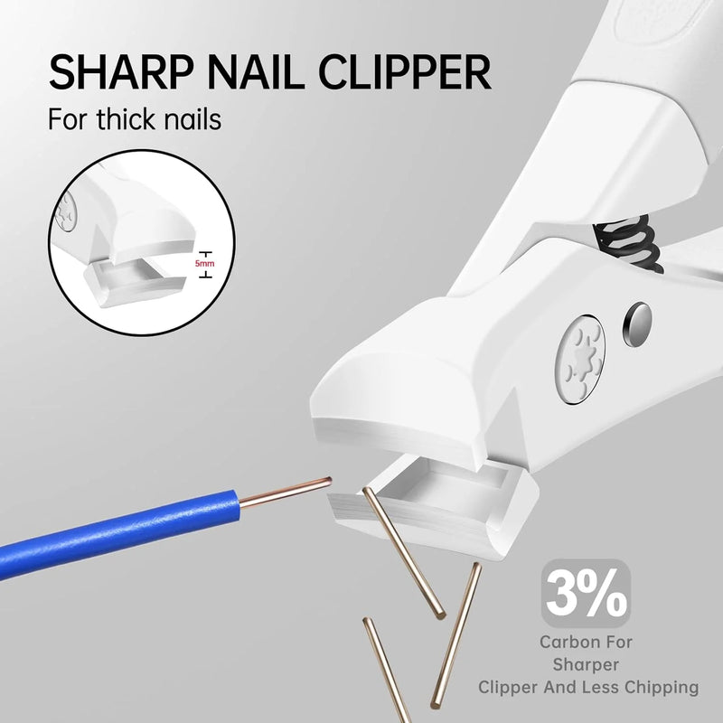 DUAIU Nail Clippers for Thick Nails Start Makers Toenail Clippers Wide Jaw Fingernail and Toenail Cutter Heavy Duty Nail Clipper Sharp Curved Toe Nail Clippers for Men and Women, White