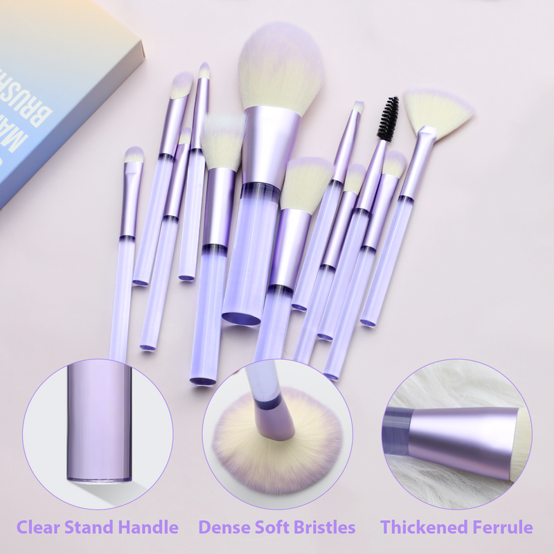 DUAIU Makeup Brushes Set, 12PCS Mini Makeup Brush Travel Foundation Eyeshadow Concealers Contouring Blending Brushes Professional Synthetic Bristles Make Up Brushes