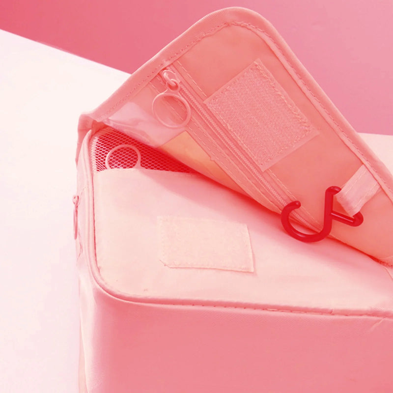 DUAIU Hanging Travel Toiletry Bag, Makeup Cosmetic Bag, Bathroom Shower Bag Waterproof, Pink