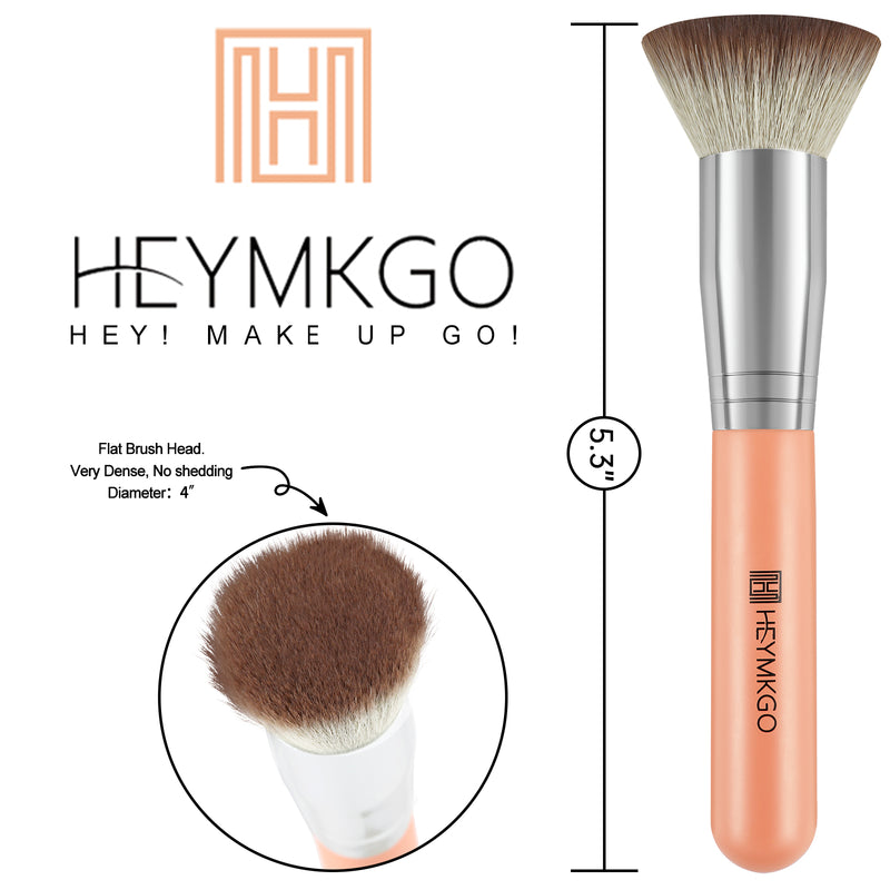 Foundation Brush HEYMKGO Flat Top Makeup Brush Kabuki Brush Contour Foundation Brush for Liquid, Powder, Cream, and Concealer Buffing Blending Brush, Face Brush