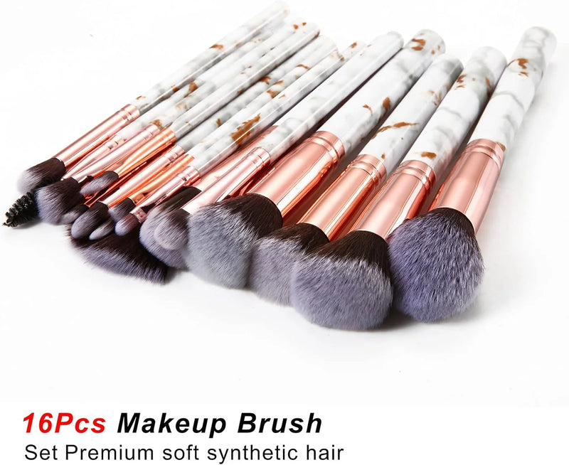 DUAIU 16-Piece Professional Makeup Brush Set - Premium Synthetic Kabuki, Foundation, Blush, Contour, Concealer & Eyeshadow Brushes for Flawless Face & Eye Makeup