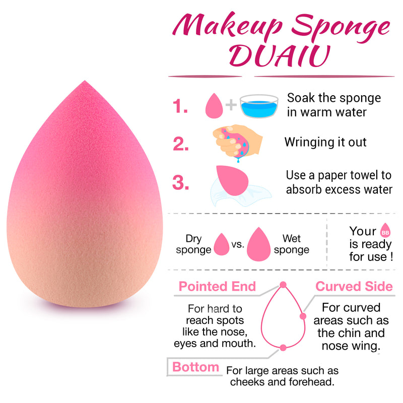 DUAIU Makeup Sponge Blender 3 pcs Gradient Foundation Sponges Set Makeup Puffs Latex Free Concealer Sponge Applicator Sponges Puffs