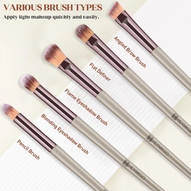 H HEYMKGO  Makeup Brushes, Conical Handle Professional Premium Synthetic Makeup Brush Set Kit With Case Bag for Blending Foundation Powder Blush Eyeshadow 10 Count Champagne Gold Xmas Gift