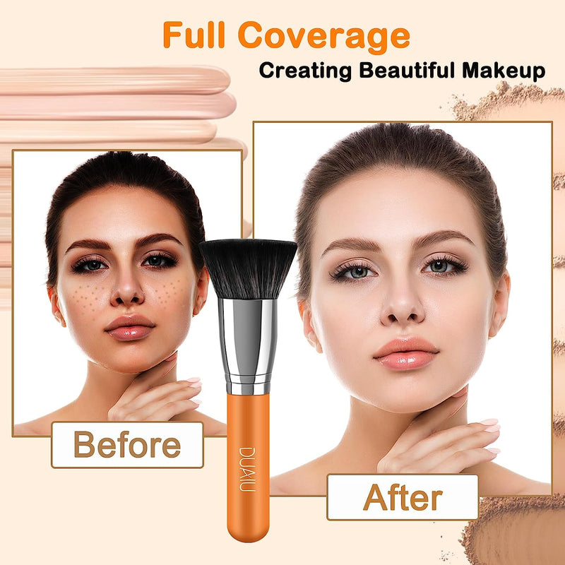 DUAIU Foundation Brush Flat Top Kabuki Foundation Brush for Liquid Makeup,Premium Synthetic Makeup Brushes for Cream,Powder,Blending,Buffing and Stippling,Professional Face Brush