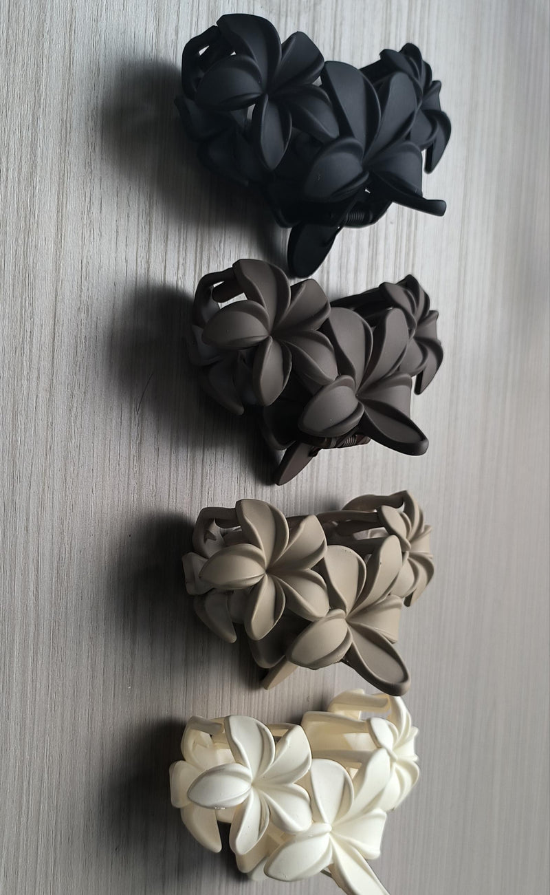 DUAIU 4-Piece Flower Hair Clips - Large Matte Claw Clips for Women & Girls | Non-Slip Strong Hold for Thick/Thin Hair | Beach & All Season Hair Accessories