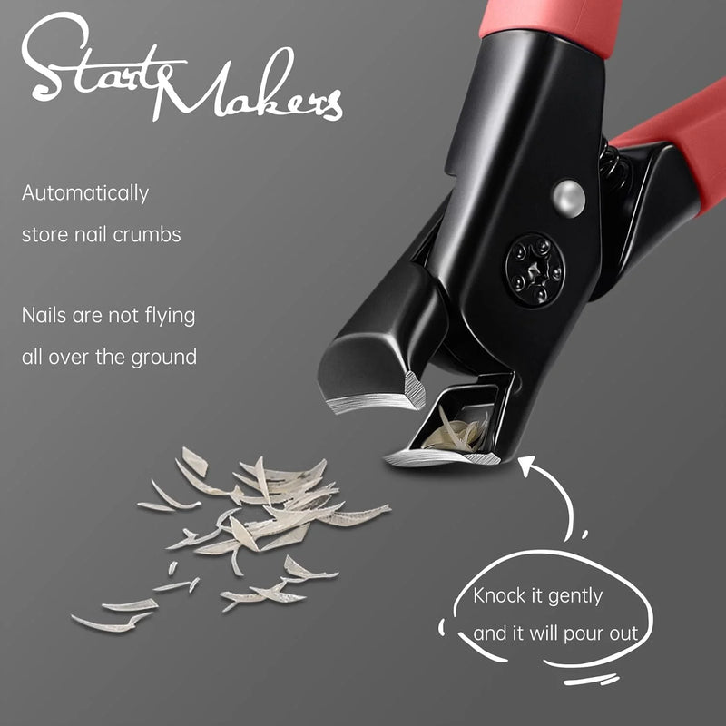 Nail Clippers for Thick Nails DUAIU Toenail Clippers Wide Jaw Nail Cutter Heavy Duty Nail Clipper Sharp Curved Toe Nail Clippers for Men and Women,Red