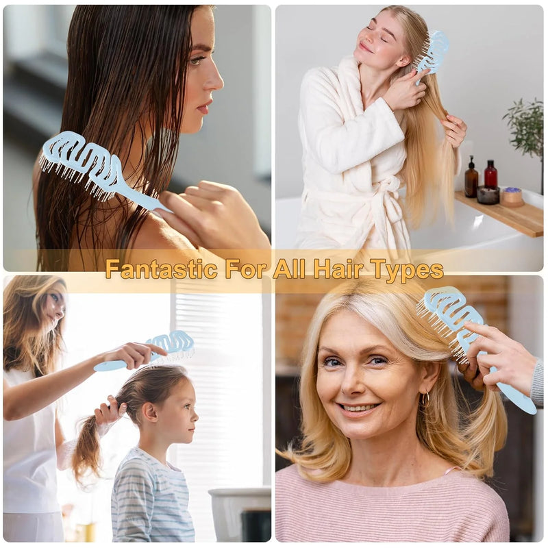 DUAIU Detangling Brush, Curved Vented Hair Brush for Wet Hair Faster Blow Drying, Styling, Smooth Detangler Hairbrush for Women Curly Thick Wavy Thin Fine Long Short Hair