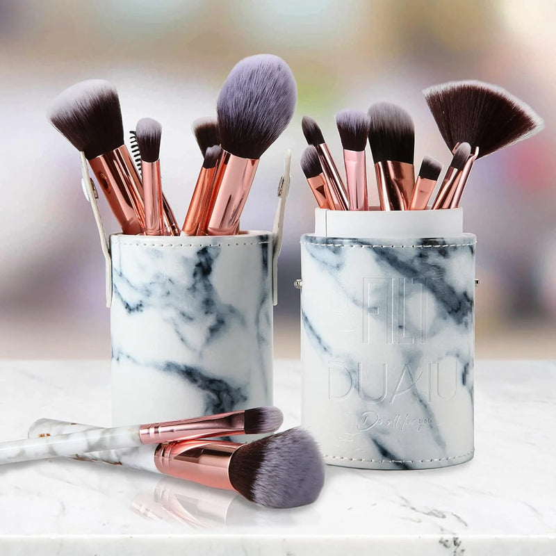 DUAIU 16-Piece Professional Makeup Brush Set - Premium Synthetic Kabuki, Foundation, Blush, Contour, Concealer & Eyeshadow Brushes for Flawless Face & Eye Makeup