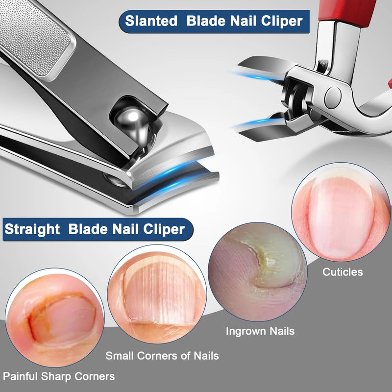 DUAIU Professional Toenail Clippers Set for Thick/Ingrown Nails - Heavy Duty Seniors & Men's Pedicure Tool with Wide Angled Opening, Long Ergonomic Handle | Ideal Gift for Elderly,7Pcs
