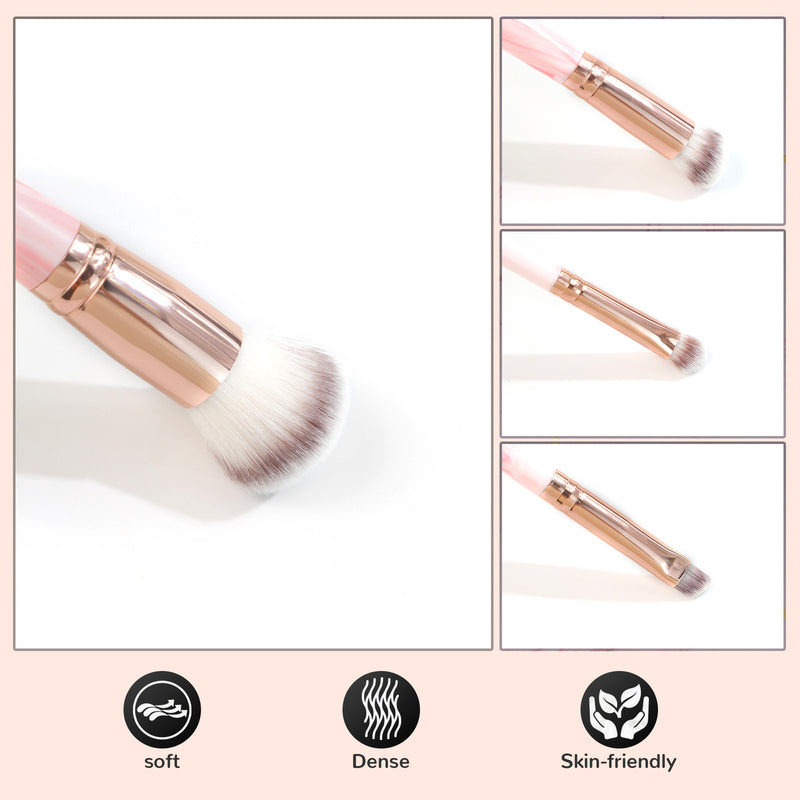 DUAIU 2-Piece Double Headed Makeup Brush Set - Kabuki & Blush Brush Foundation, Eyeshadow & Powder Brush Premium Synthetic Face Makeup Brushes (Pink)