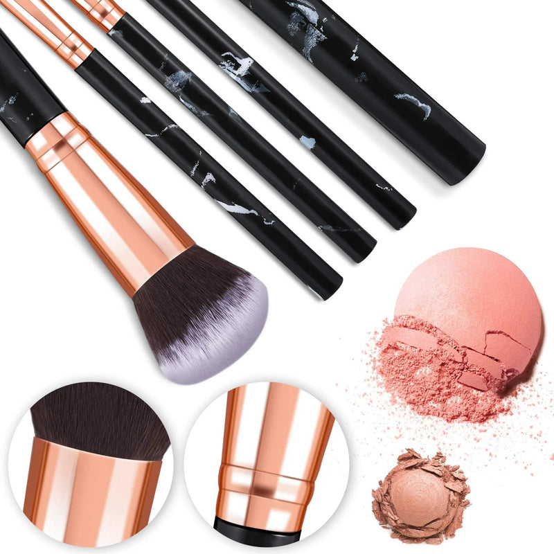 DUAIU Makeup Brushes 10Pcs Premium Synthetic Kabuki Foundation Concealers Powder Blush Blending Face Eye Shadows Black Brush Sets