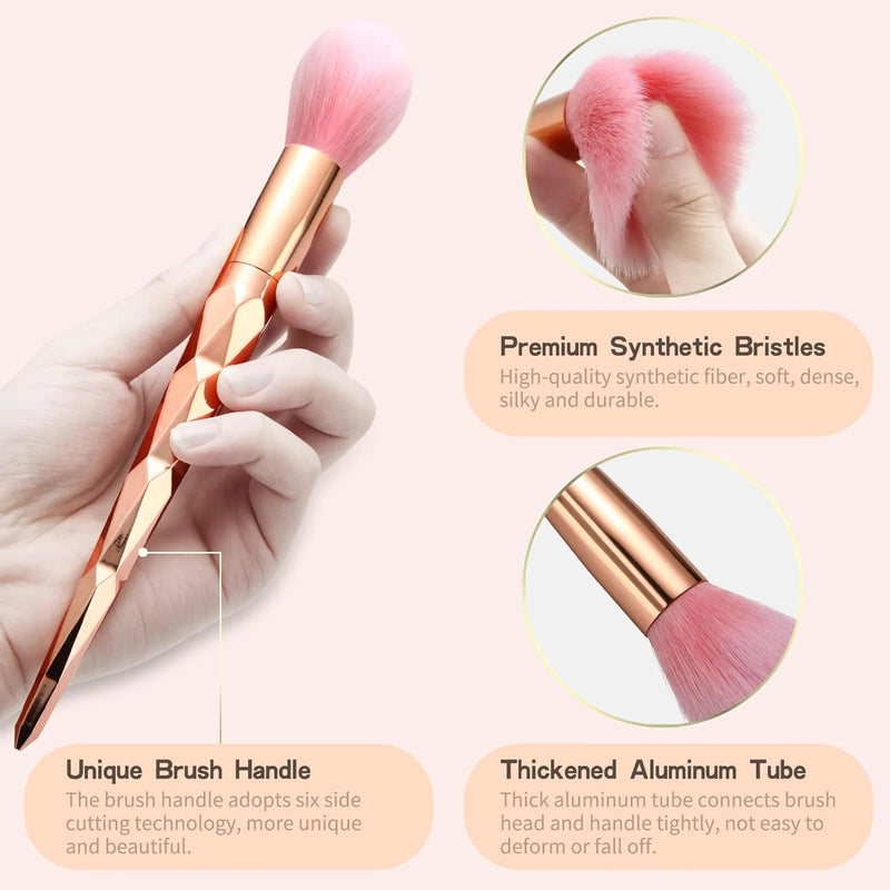 10-Piece Professional Makeup Brush Set - Premium Synthetic Gold Brushes for Foundation, Powder, Blush, Concealer, Eyeshadow & Eyebrow - Complete Face & Eye Kit
