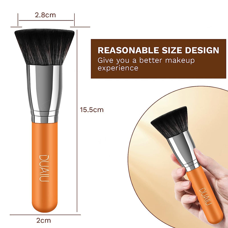 DUAIU Foundation Brush Flat Top Kabuki Foundation Brush for Liquid Makeup,Premium Synthetic Makeup Brushes for Cream,Powder,Blending,Buffing and Stippling,Professional Face Brush