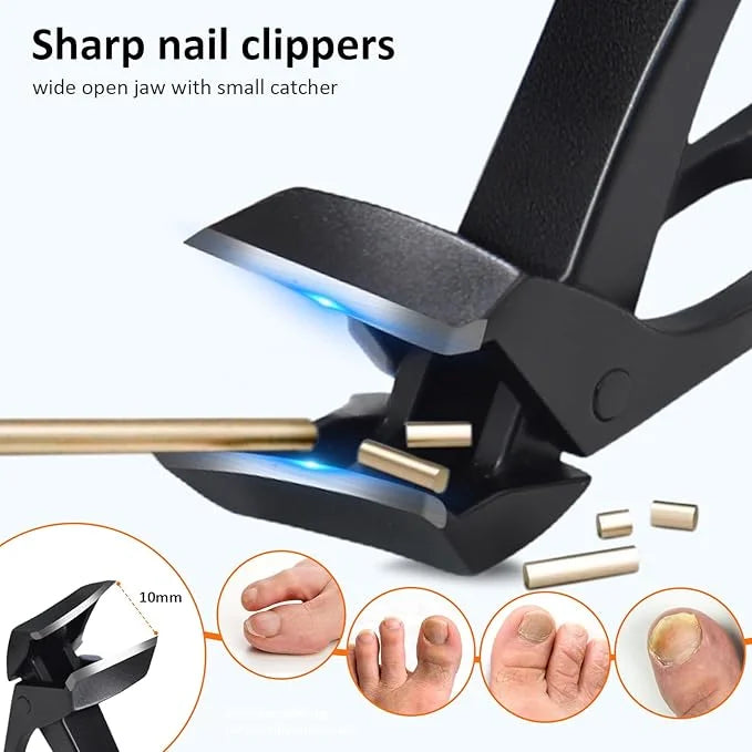 DUAIU  Long Handle Toenail Clippers Set for Adults, Angled Head Design for Easy Trimming Ultra-Sharp,Heavy-Duty Nail Cutters for Thick Toenails Impeccable Stocking Stuffers for Men Women