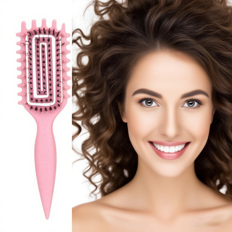 DUAIU Curl Defining Brush,Curly Hair Brush,Vented Hair Brush for Detangling, Shaping and Defining Curls For Women and Men Less Pulling (Pink)