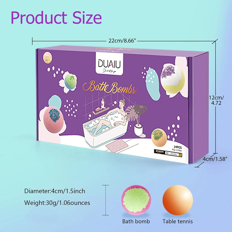 DUAIU Bath Bombs Gift Set 14Pcs Natural Bath Bomb Set Organic Bubble Bath Bombs with Essential Oil Gifts for Her Birthday Anniversary Valentines Mothers Day Gifts for Women Mom Girls