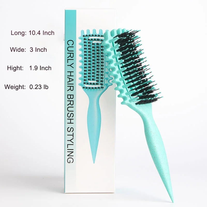 DUAIU Curl Defining Brush,Curly Hair Brush,Vented Hair Brush for Detangling, Shaping and Defining Curls For Women and Men Less Pulling (Green)