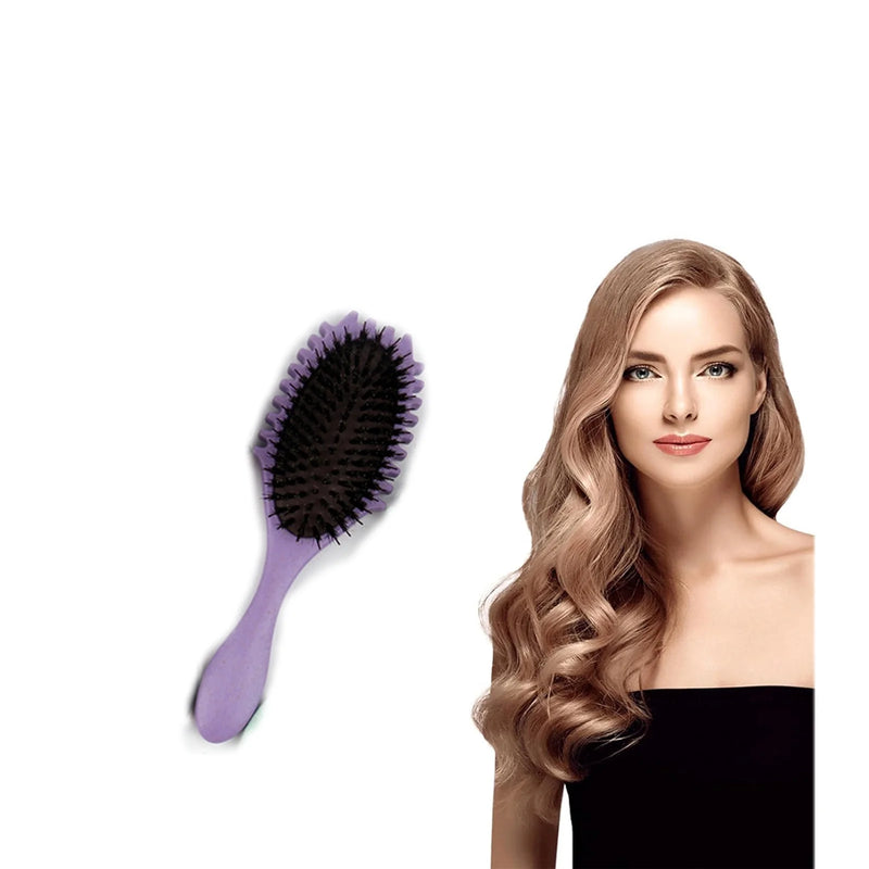DUAIU Curly Hair Brush, Bouncy Curl Brush - Pro Nylon Pin Styling Hair Brush for Detangling, Separating and for Men and Women - Soft Bristle Hair Brush Glides Through Tangles with Ease  (Purple)