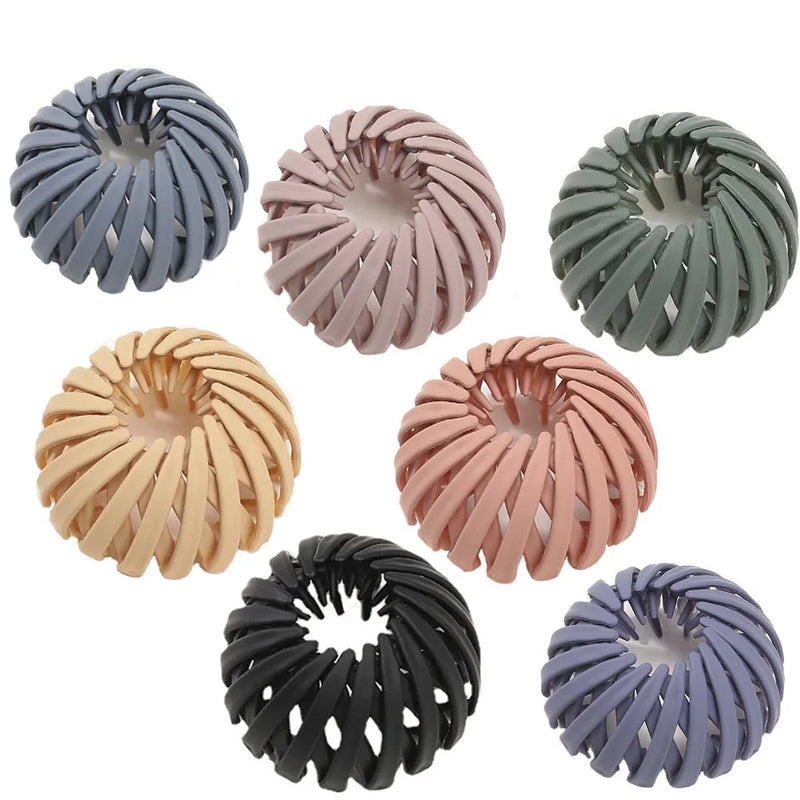 7Pcs Bird Nest Magic Hair Clip, DUAIU Lazy Bird's Nest Plate Hairpin, Expandable Ponytail Holder, Frosted Hair Clips, Hairpin Donut Hair Bun Maker for Women Girls Long Natural Hair Accessories