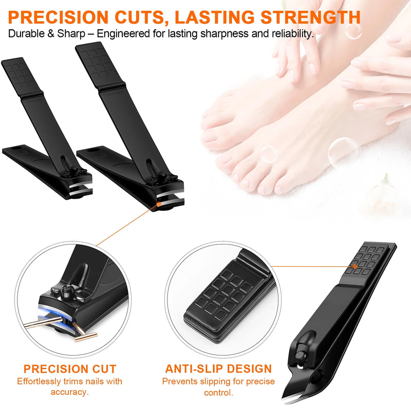 DUAIU Manicure Cutters Nail Clipper Set Household Stainless Steel Ear Spoon Nail Clippers Pedicure Nail Scis,Black leather 18pcs