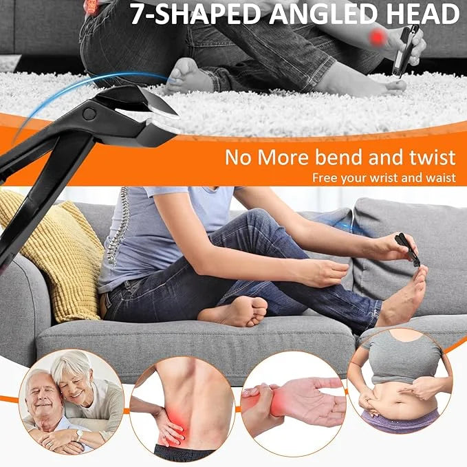 DUAIU  Long Handle Toenail Clippers Set for Adults, Angled Head Design for Easy Trimming Ultra-Sharp,Heavy-Duty Nail Cutters for Thick Toenails Impeccable Stocking Stuffers for Men Women