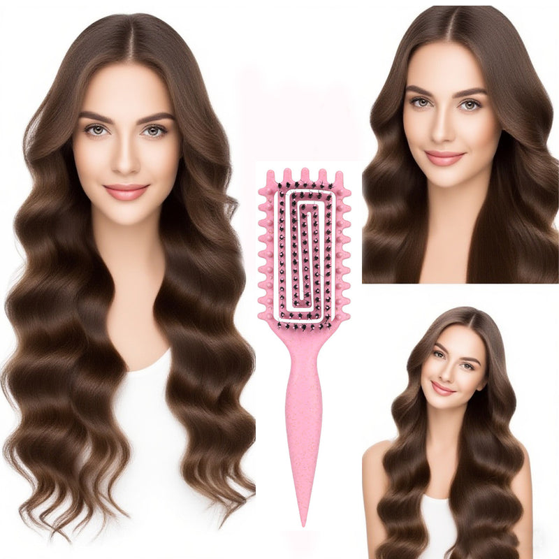 DUAIU Curl Defining Brush,Curly Hair Brush,Vented Hair Brush for Detangling, Shaping and Defining Curls For Women and Men Less Pulling (Pink)