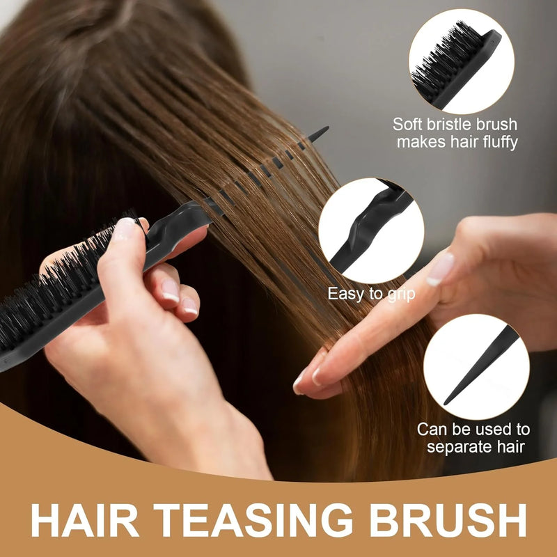 DUAIU 5PCS Slick Back Hair Brush Set,Boar Bristle & Edge Styling Brushes with 300ml Spray Bottle, for Men Women