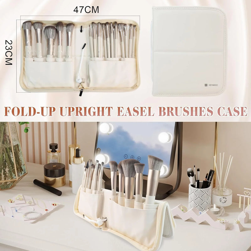 HEYMKGO Makeup Brushes with Bag 22Pcs Makeup Brush Set Kabuki Foundation Blending Brush Face Powder Blush Concealer Eyeshadows with Case