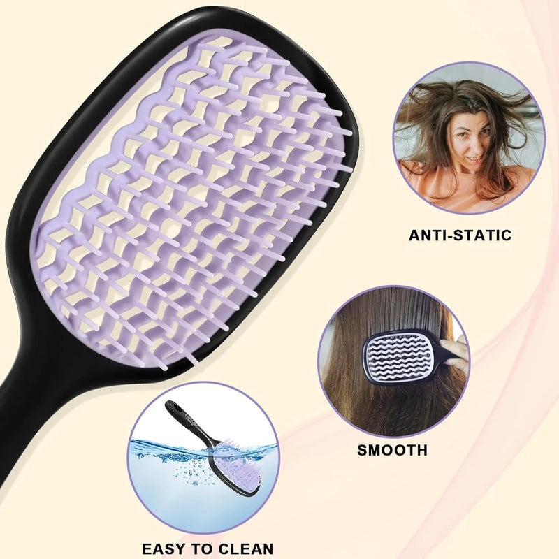 DUAIU Detangler Brush, Paddle Vented Hair Brush Anti-Static No Tangle Knot for Wet Dry Hair, Faster Drying Detangling Hairbrush and Parting Teasing Comb for Women Men