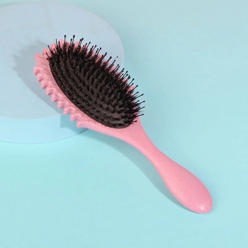 DUAIU Curly Hair Brush, Bouncy Curl Brush - Pro Nylon Pin Styling Hair Brush for Detangling, Separating and for Men and Women - Soft Bristle Hair Brush Glides Through Tangles with Ease  (Pink)
