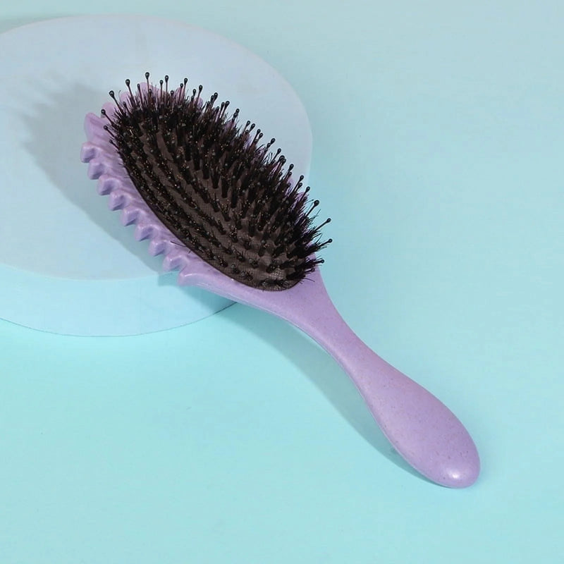 DUAIU Curly Hair Brush, Bouncy Curl Brush - Pro Nylon Pin Styling Hair Brush for Detangling, Separating and for Men and Women - Soft Bristle Hair Brush Glides Through Tangles with Ease  (Purple)