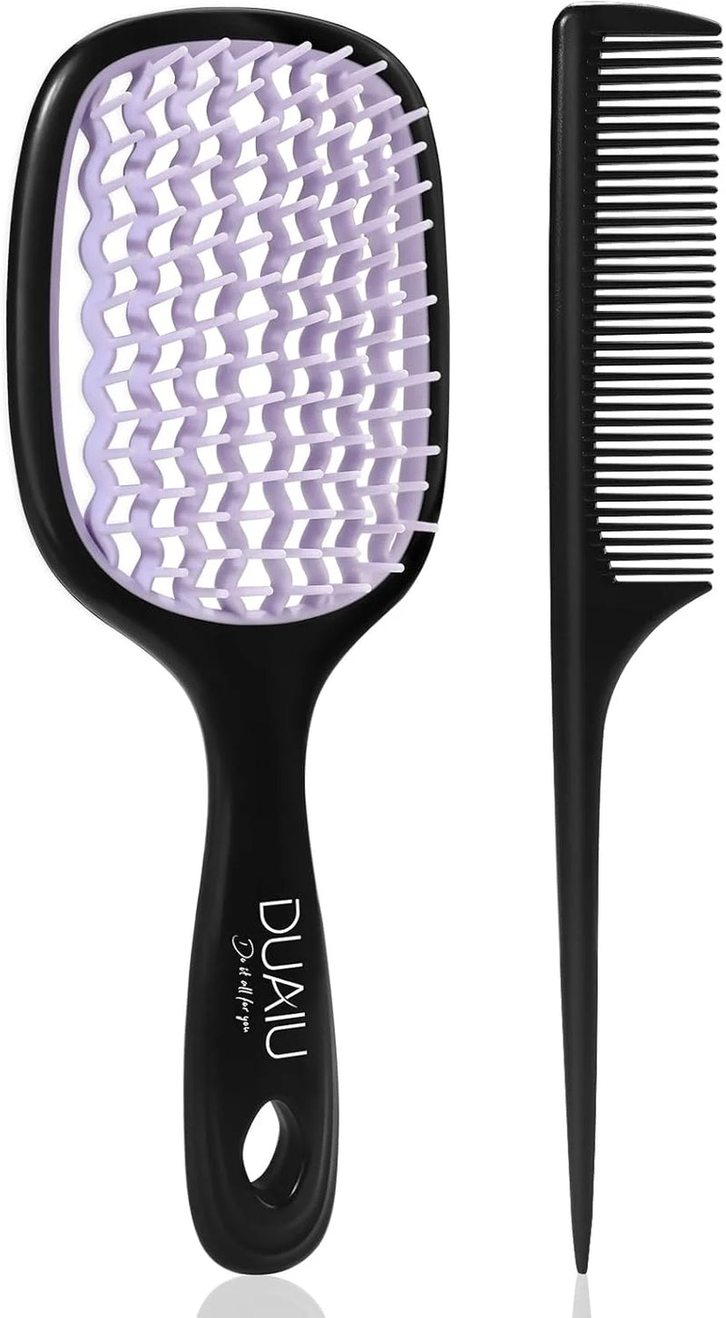 DUAIU Detangler Brush, Paddle Vented Hair Brush Anti-Static No Tangle Knot for Wet Dry Hair, Faster Drying Detangling Hairbrush and Parting Teasing Comb for Women Men