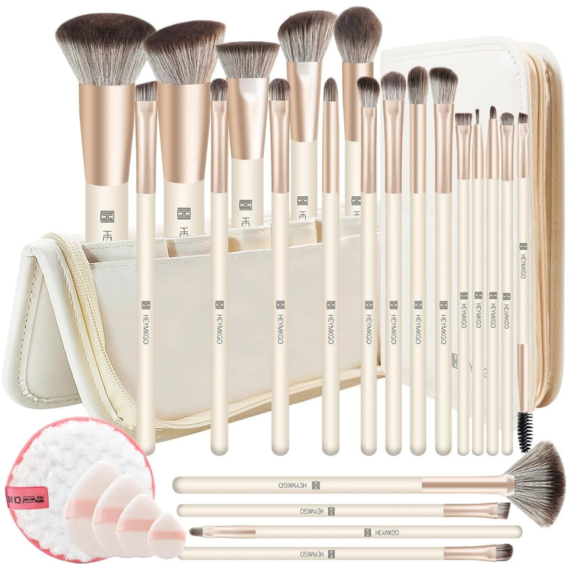 HEYMKGO Makeup Brushes with Bag 22Pcs Makeup Brush Set Kabuki Foundation Blending Brush Face Powder Blush Concealer Eyeshadows with Case