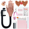 DUAIU Professional Nail Practice Hand Kit - Flexible Mannequin Hand with 200pcs Nail Tips, Glue, Brush & Clipper - Acrylic Nail Training Set for Beginners & Manicure Students