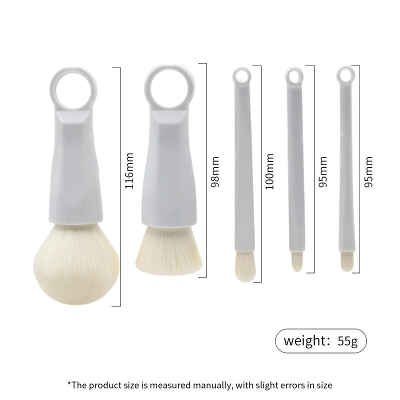 DUAIU 5-Piece Travel Makeup Brush Set - Soft Bristle Foundation, Powder & Blending Brushes | Portable Cosmetic Tools for Everyday Use (Black)