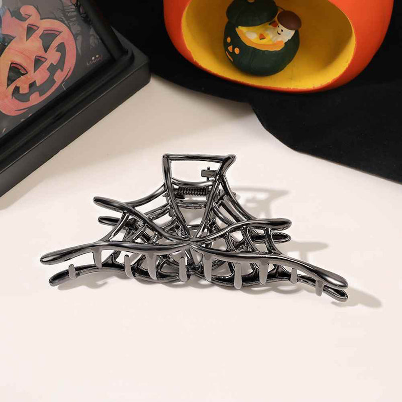 DUAIU Halloween 4PCS Hair Claw Clips Hair Accessories for Women Girls, Black Metal Hair Clip,Charms Large Medium Size Catch Clips for thick Hair Styling Tool Holiday Gifts