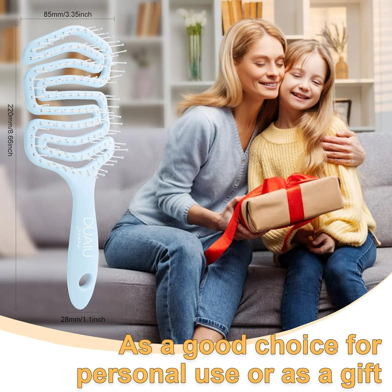 DUAIU Detangling Brush, Curved Vented Hair Brush for Wet Hair Faster Blow Drying, Styling, Smooth Detangler Hairbrush for Women Curly Thick Wavy Thin Fine Long Short Hair
