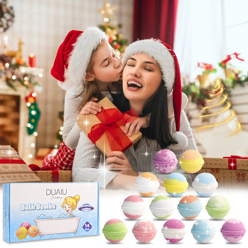 DUAIU Bath Bombs for Women Gift Set 14 Pcs Fizzy Bubble Bath Balls with Essential Oil Natural Organic Perfect for Bubble Spa Bath Birthday Mothers Day Gifts Idea for Her Wife Monther and Girlfriend