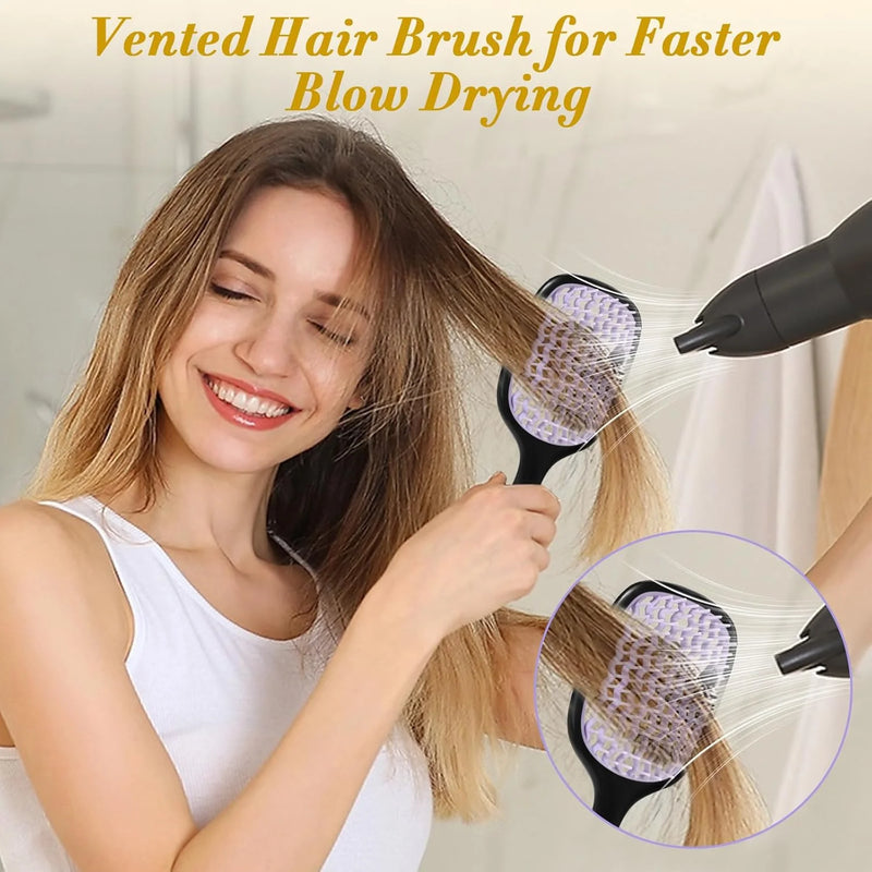 DUAIU Detangler Brush, Paddle Vented Hair Brush Anti-Static No Tangle Knot for Wet Dry Hair, Faster Drying Detangling Hairbrush and Parting Teasing Comb for Women Men
