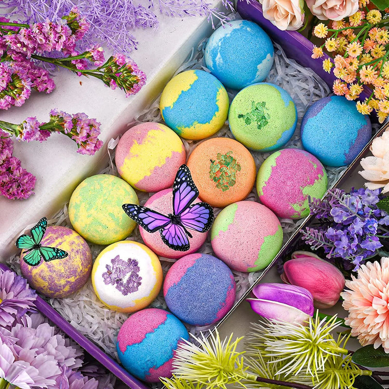 DUAIU Bath Bombs Gift Set 14Pcs Natural Bath Bomb Set Organic Bubble Bath Bombs with Essential Oil Gifts for Her Birthday Anniversary Valentines Mothers Day Gifts for Women Mom Girls