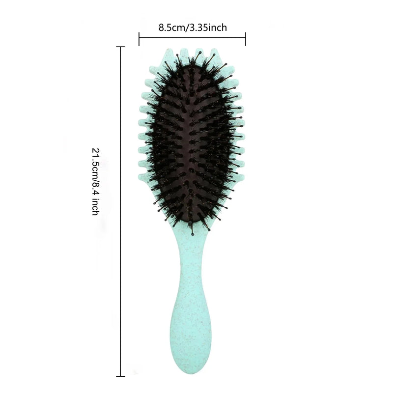DUAIU Curly Hair Brush, Bouncy Curl Brush - Pro Nylon Pin Styling Hair Brush for Detangling, Separating and for Men and Women - Soft Bristle Hair Brush Glides Through Tangles with Ease  (Green)