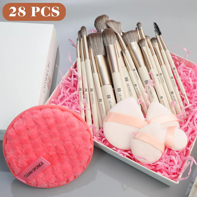 HEYMKGO Makeup Brushes with Bag 22Pcs Makeup Brush Set Kabuki Foundation Blending Brush Face Powder Blush Concealer Eyeshadows with Case