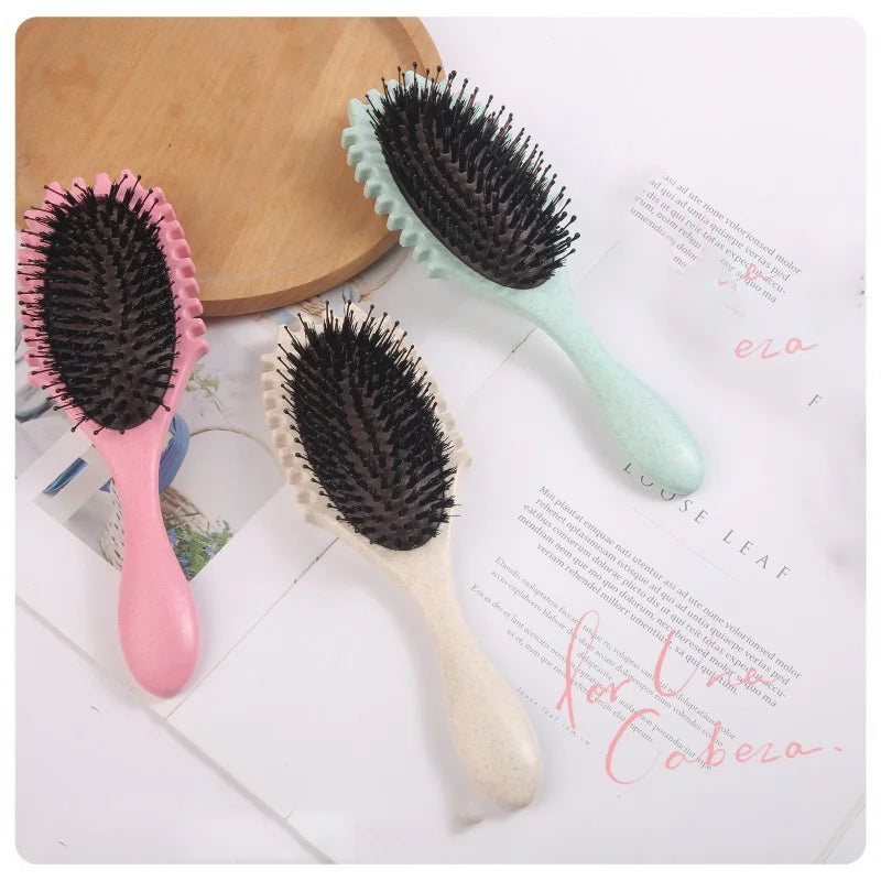 DUAIU Curly Hair Brush, Bouncy Curl Brush - Pro Nylon Pin Styling Hair Brush for Detangling, Separating and for Men and Women - Soft Bristle Hair Brush Glides Through Tangles with Ease  (Purple)